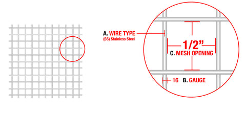 Stainless Steel Fence - 16 Gauge - 1/2"X1/2" Mesh - 48"X100'