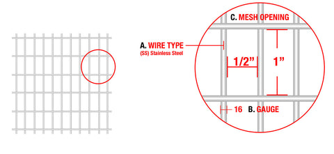 Stainless Steel Fence - 16 Gauge - 1/2"X1" Mesh - 36"X100'