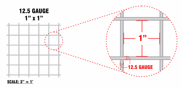 Galvanized After Weld (Gaw) Fence - 12.5 Gauge - 1" X1"  Mesh - 36" X100'