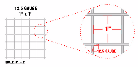 Galvanized After Weld (Gaw) Fence - 12.5 Gauge - 1" X1"  Mesh - 48" X100'