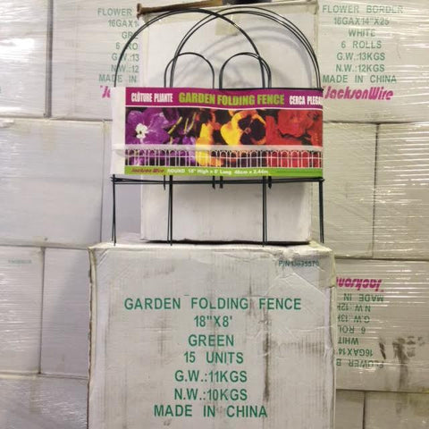 Folding Lawn Fence - Green Vinyl Coated - 18" X18"  - 15 Pieces