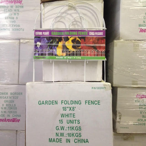 Folding Lawn Fence - White Vinyl Coated - 18" X18"  - 15 Pieces