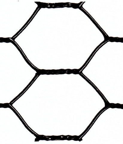 Hexagonal Netting - Black Vinyl Coated - 20 Gauge - 1” Chicken Wire - 18”x150’