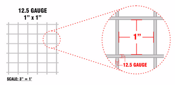 Galvanized After Weld (GAW) Fence - 12.5 Gauge - 1”x1” Mesh - 48”x100’