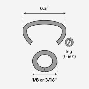 HOG RINGS 1/2" STAINLESS 16 GA BLUNT FOR PNEUMATIC HC516 - 10,000/CTN